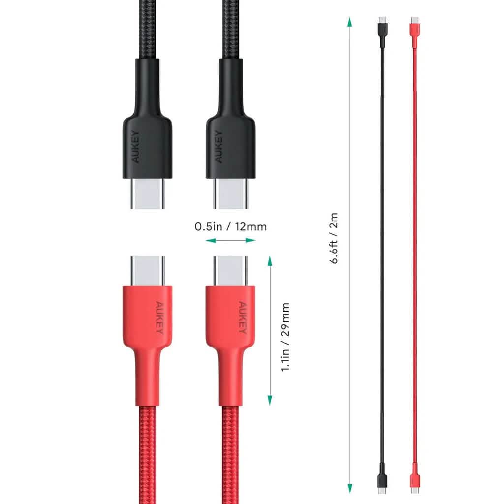 2-Pack: 6.6ft CB-CD28 USB C Cable USB C to USB C Cable - A-1 Thread Vault