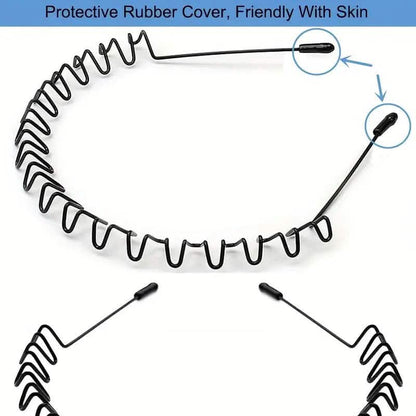 2-Pack: Black Wavy Metal Headband - A-1 Thread Vault