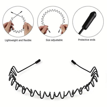 2-Pack: Black Wavy Metal Headband - A-1 Thread Vault
