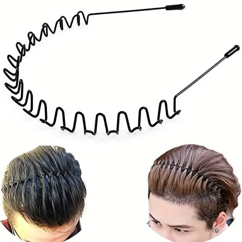 2-Pack: Black Wavy Metal Headband - A-1 Thread Vault