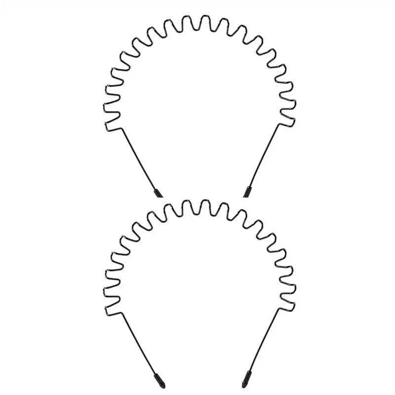2-Pack: Black Wavy Metal Headband - A-1 Thread Vault