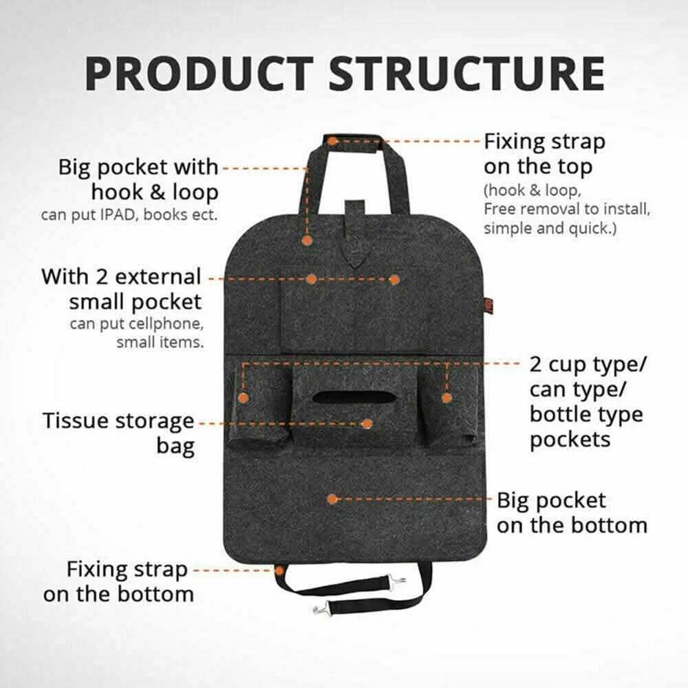 2-Pack: Car Seat Back Storage Bag Multifunctional Adjustable Backseat Storage Bag - A-1 Thread Vault