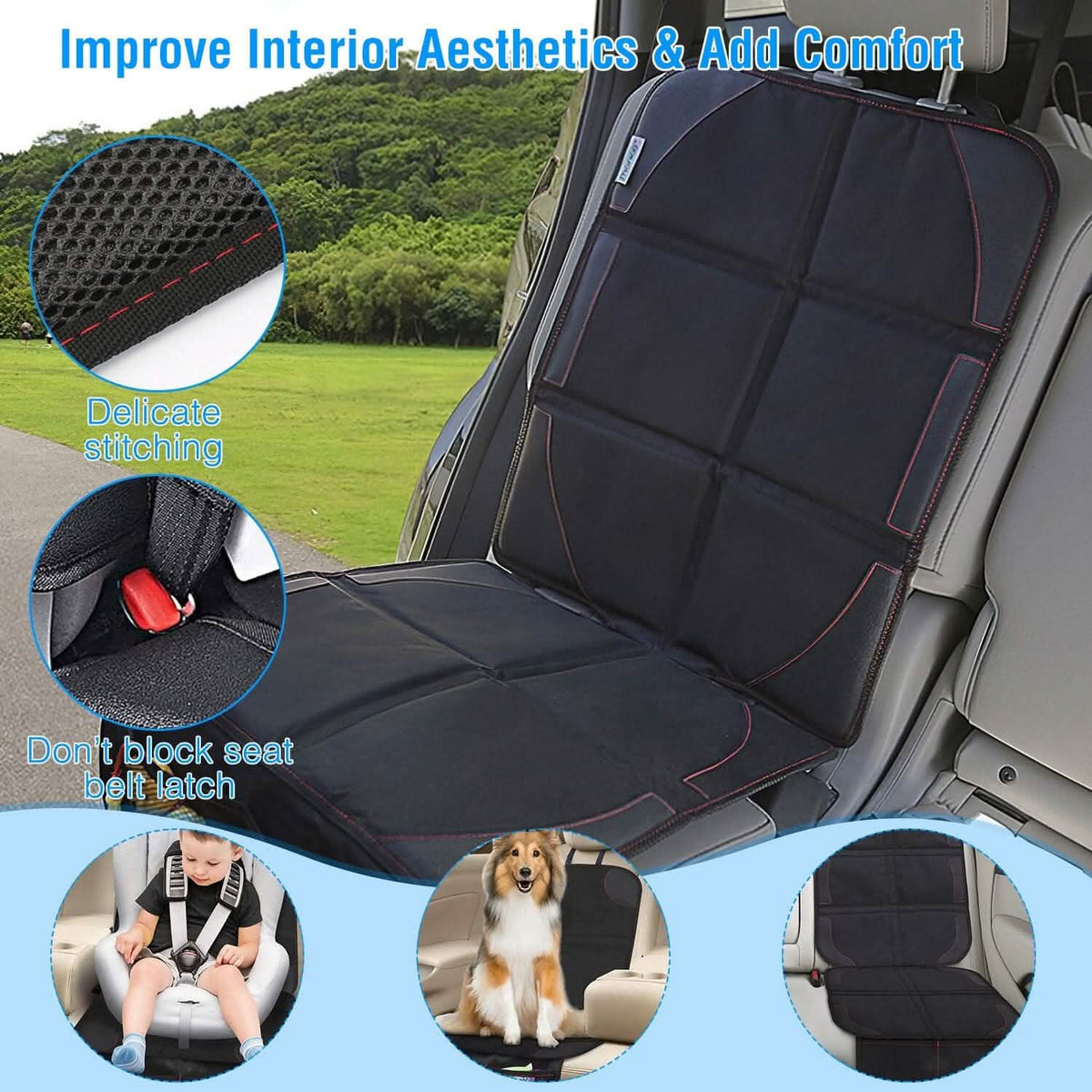 2-Pack: Car Seat Protector Cushion Mat Pad with Thick Padding - A-1 Thread Vault