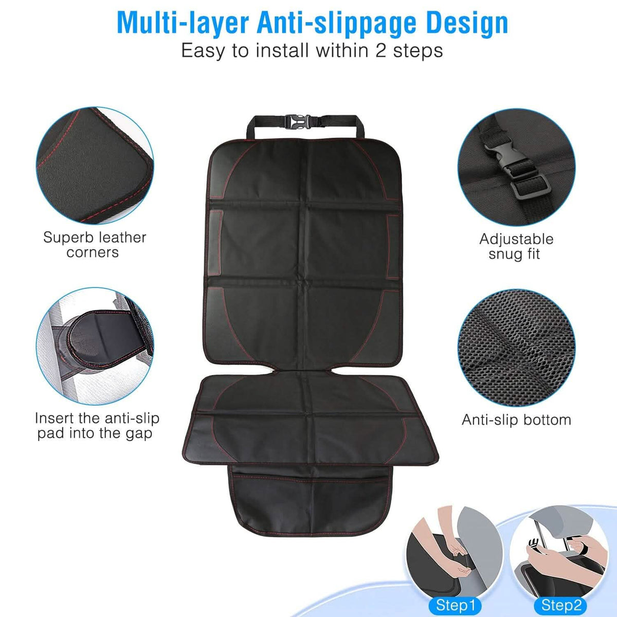 2-Pack: Car Seat Protector Cushion Mat Pad with Thick Padding - A-1 Thread Vault