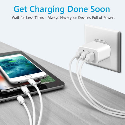 2-Pack: Compact 3-Port USB Wall Charger Adapters with Quick Charge - A-1 Thread Vault