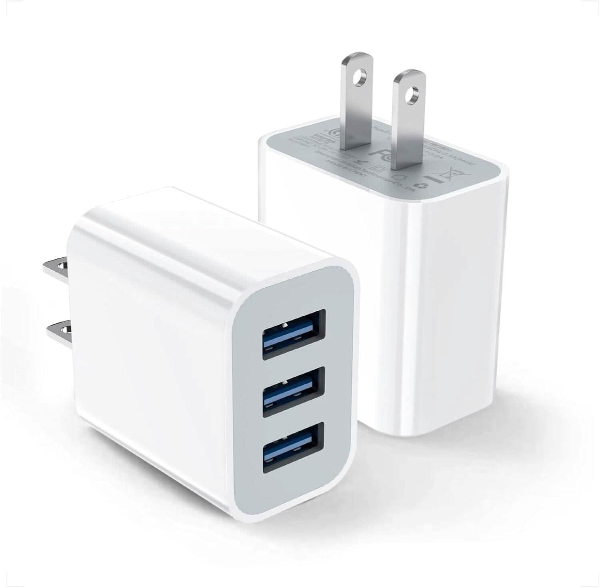 2-Pack: Compact 3-Port USB Wall Charger Adapters with Quick Charge - A-1 Thread Vault