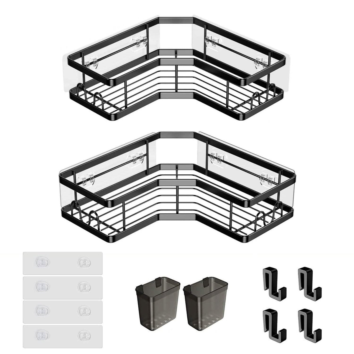 2-Pack: Corner Shower Caddy No Drilling Adhesive Shower Organizer - A-1 Thread Vault