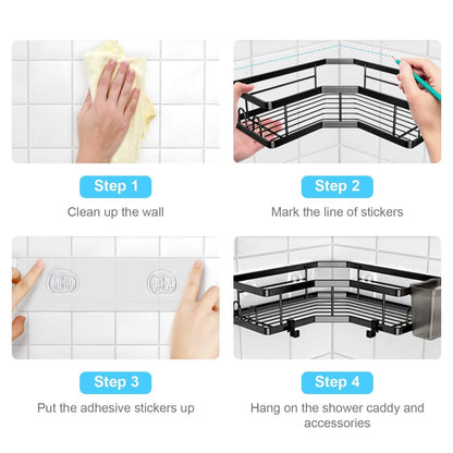 2-Pack: Corner Shower Caddy No Drilling Adhesive Shower Organizer - A-1 Thread Vault