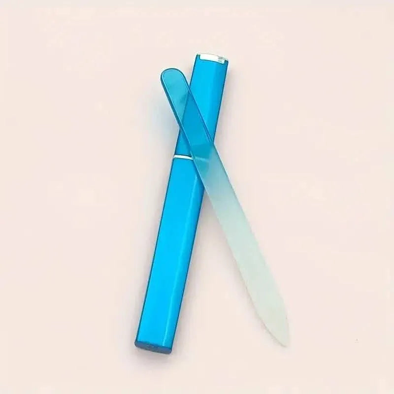 2-Pack: Double-Sided Etched Fingernail Glass Nail File with Case - A-1 Thread Vault