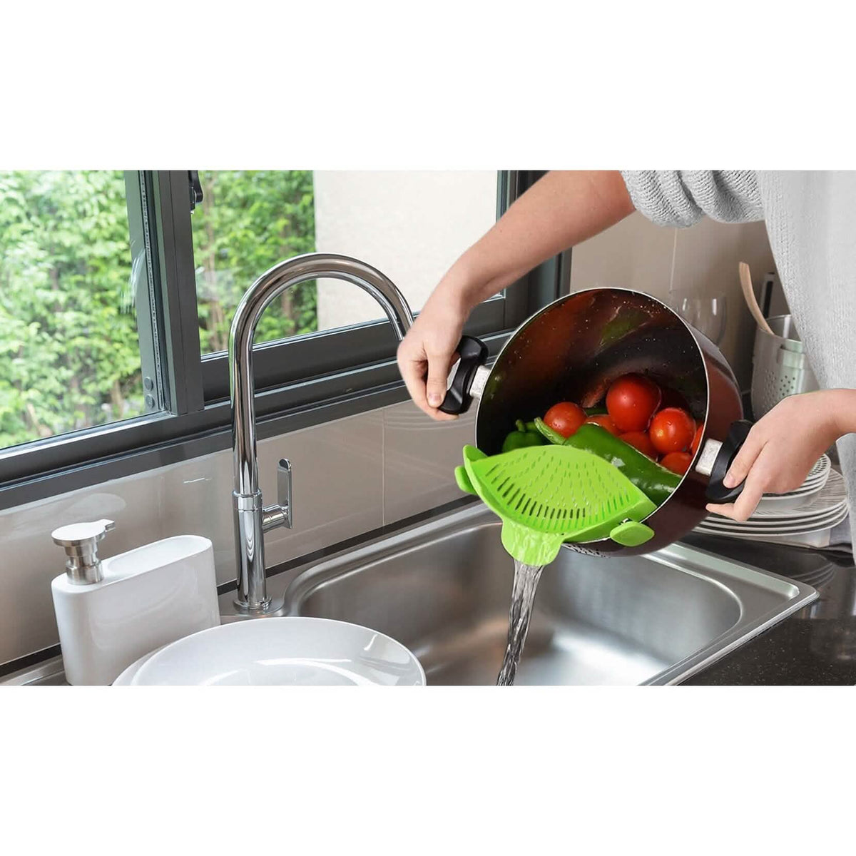 2-Pack: Easy Snap On Heat Resistance Silicone Kitchen Strainer - A-1 Thread Vault