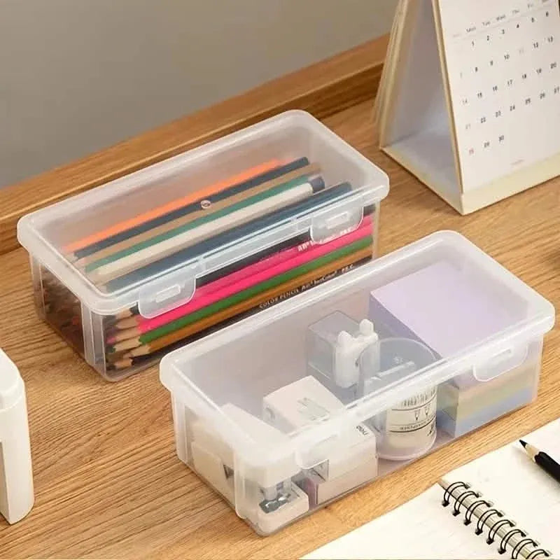 2-Pack: Extra Large Capacity Plastic Pencil Box Stackable Translucent Clear Pencil Box - A-1 Thread Vault