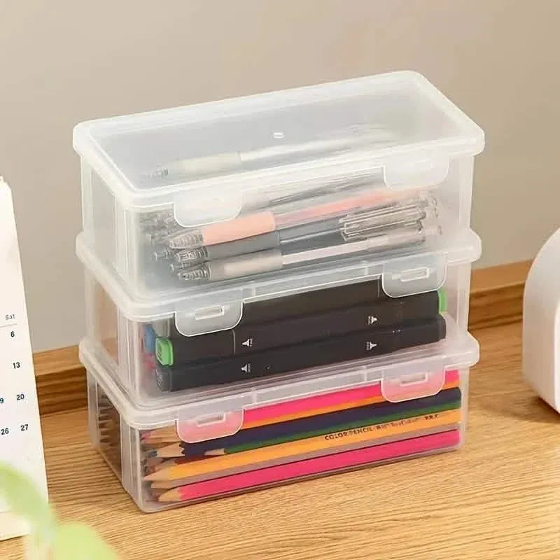 2-Pack: Extra Large Capacity Plastic Pencil Box Stackable Translucent Clear Pencil Box - A-1 Thread Vault