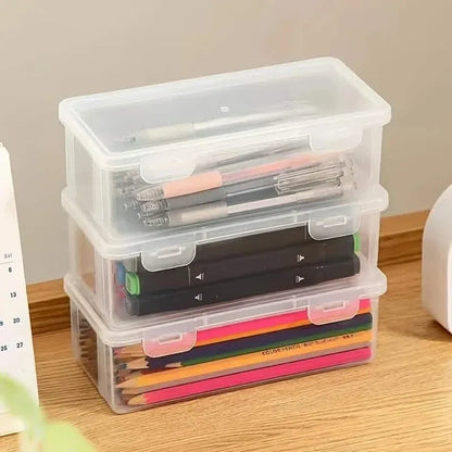 2-Pack: Extra Large Capacity Plastic Pencil Box Stackable Translucent Clear Pencil Box - A-1 Thread Vault