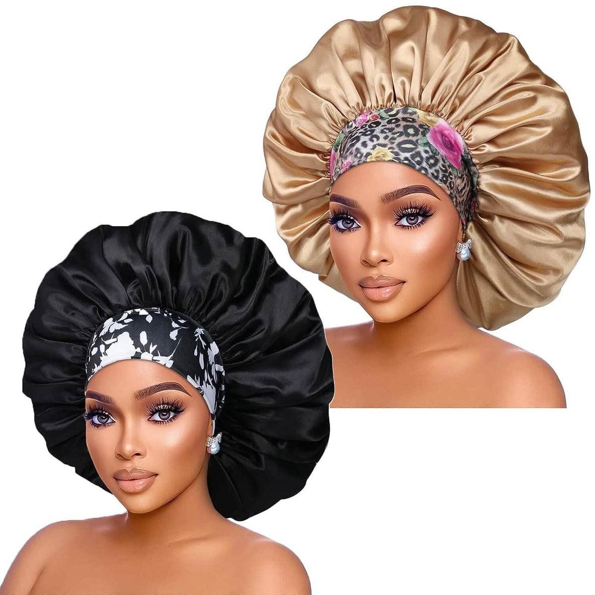 2-Pack: Extra Large Satin Bonnets for Sleeping - A-1 Thread Vault