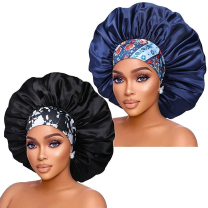 2-Pack: Extra Large Satin Bonnets for Sleeping - A-1 Thread Vault