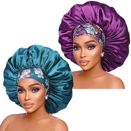 2-Pack: Extra Large Satin Bonnets for Sleeping - A-1 Thread Vault