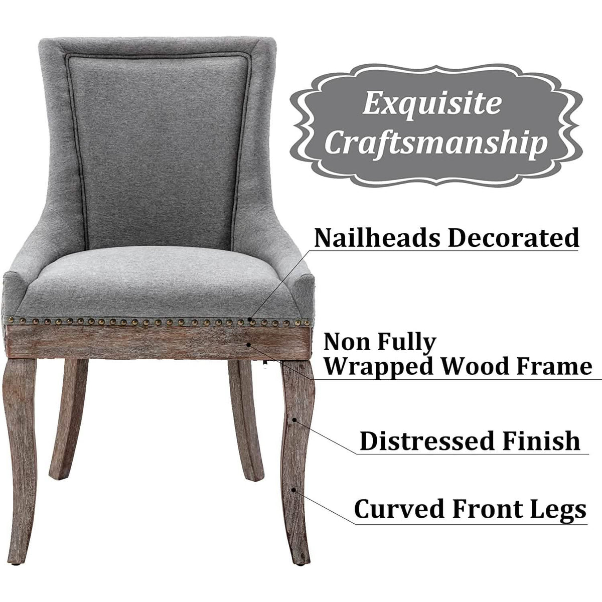 2-Pack: Fabric Upholstered Side Chairs Set - A-1 Thread Vault