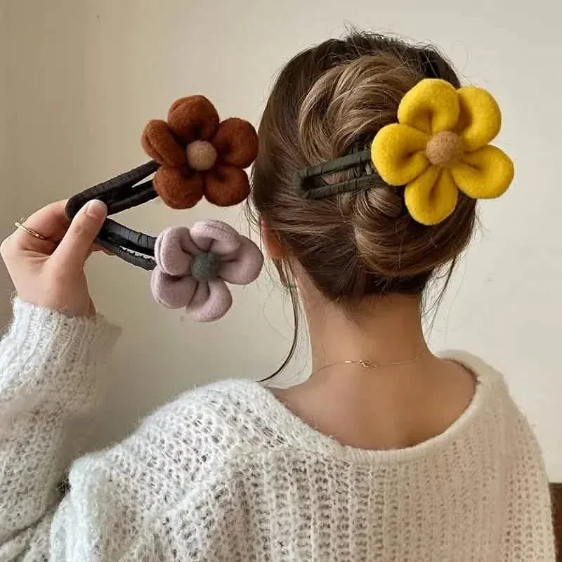 2-Pack: Gorgeous Plush Flower Hairpin - A-1 Thread Vault