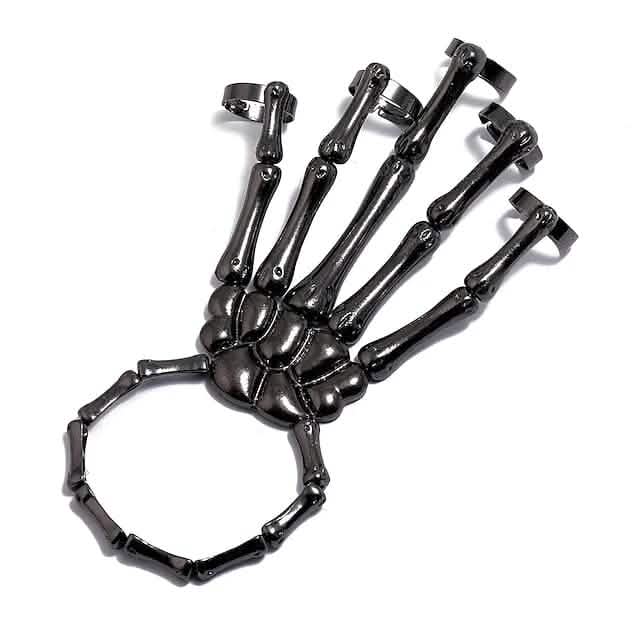 2-Pack: Gothic Bone Bracelet with Ring - A-1 Thread Vault