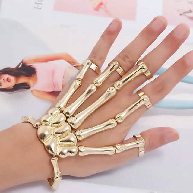 2-Pack: Gothic Bone Bracelet with Ring - A-1 Thread Vault