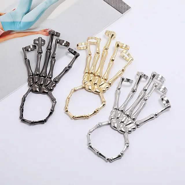 2-Pack: Gothic Bone Bracelet with Ring - A-1 Thread Vault