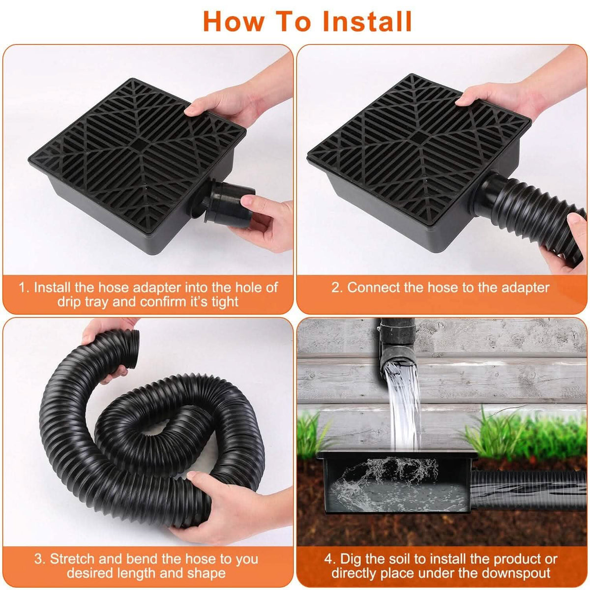 2-Pack: Gutter Downspout Extension Low Profile No Deep Digging Catch - A-1 Thread Vault