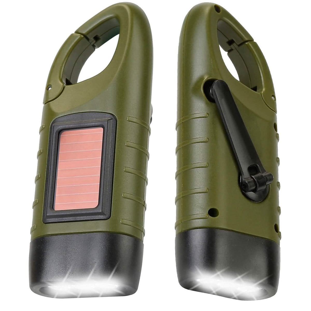 2-Pack: Hand Crank Solar Powered Flashlight - A-1 Thread Vault