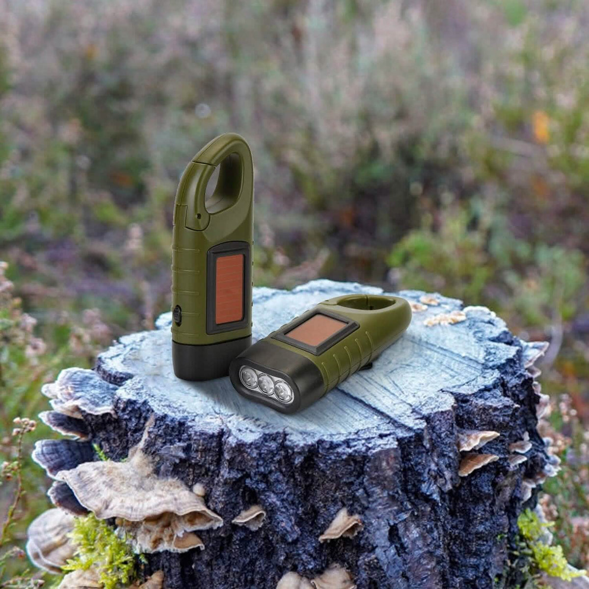 2-Pack: Hand Crank Solar Powered Flashlight - A-1 Thread Vault
