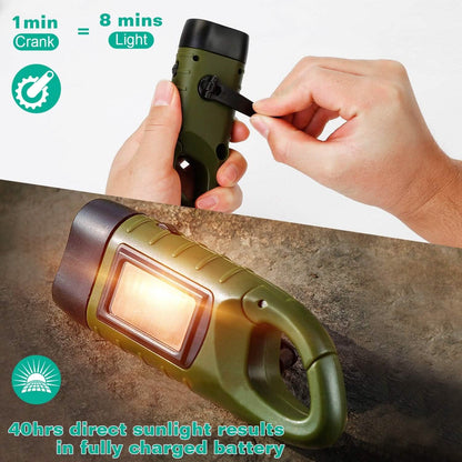 2-Pack: Hand Crank Solar Powered Flashlight - A-1 Thread Vault