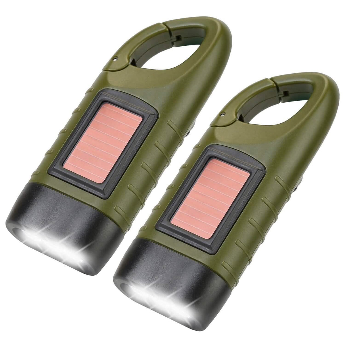 2-Pack: Hand Crank Solar Powered Flashlight - A-1 Thread Vault