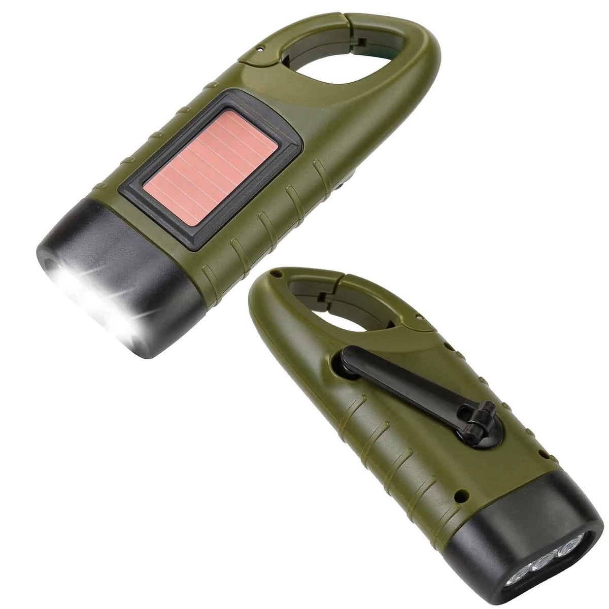 2-Pack: Hand Crank Solar Powered Flashlight - A-1 Thread Vault