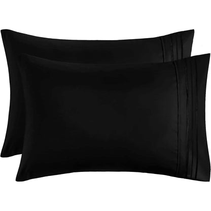 2-Pack: Hannah Linen Microfiber Pillowcases Breathable & Envelop Closure Pillow Covers Set - A-1 Thread Vault