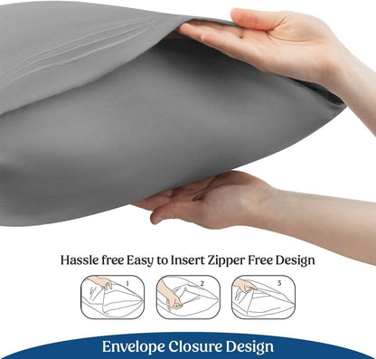 2-Pack: Hannah Linen Microfiber Pillowcases Breathable & Envelop Closure Pillow Covers Set - A-1 Thread Vault