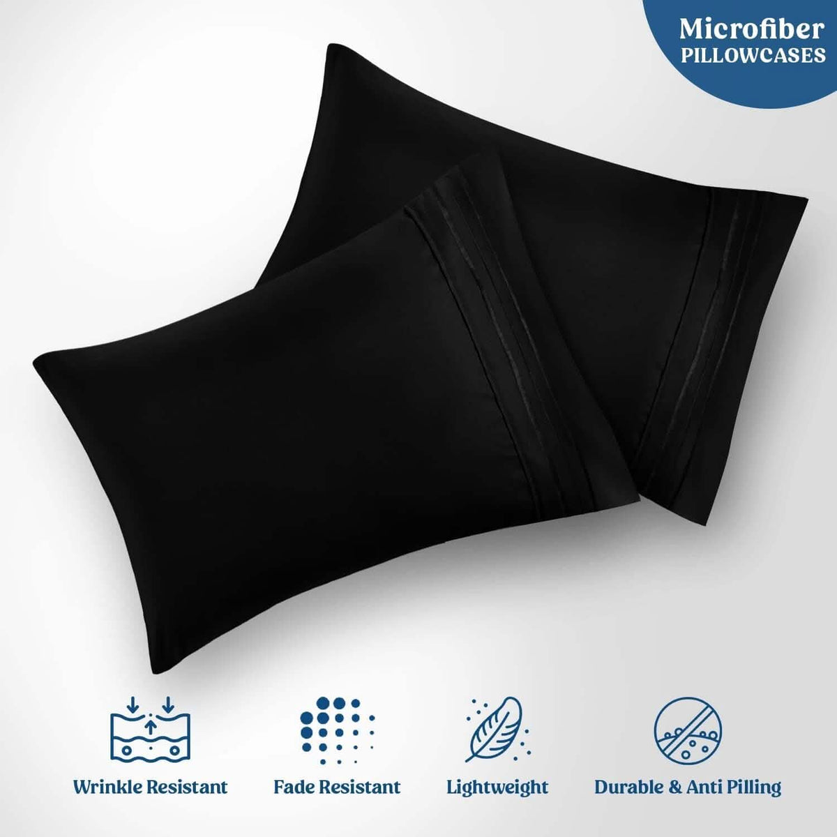 2-Pack: Hannah Linen Microfiber Pillowcases Breathable & Envelop Closure Pillow Covers Set - A-1 Thread Vault