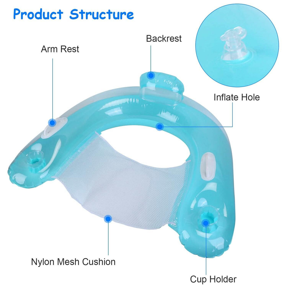 2-Pack: Inflatable Float Pool Chair with Cup Holder Arm Rest - A-1 Thread Vault