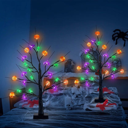 2-Pack: Lighted Halloween Trees with Timer and Adjustable Twigs - A-1 Thread Vault