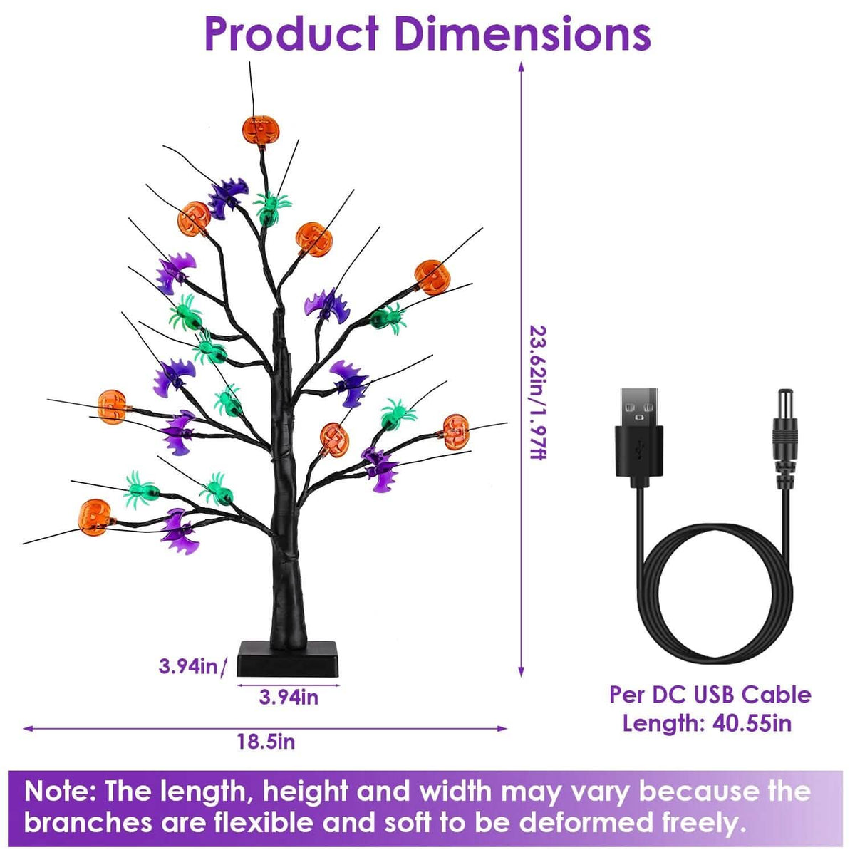 2-Pack: Lighted Halloween Trees with Timer and Adjustable Twigs - A-1 Thread Vault
