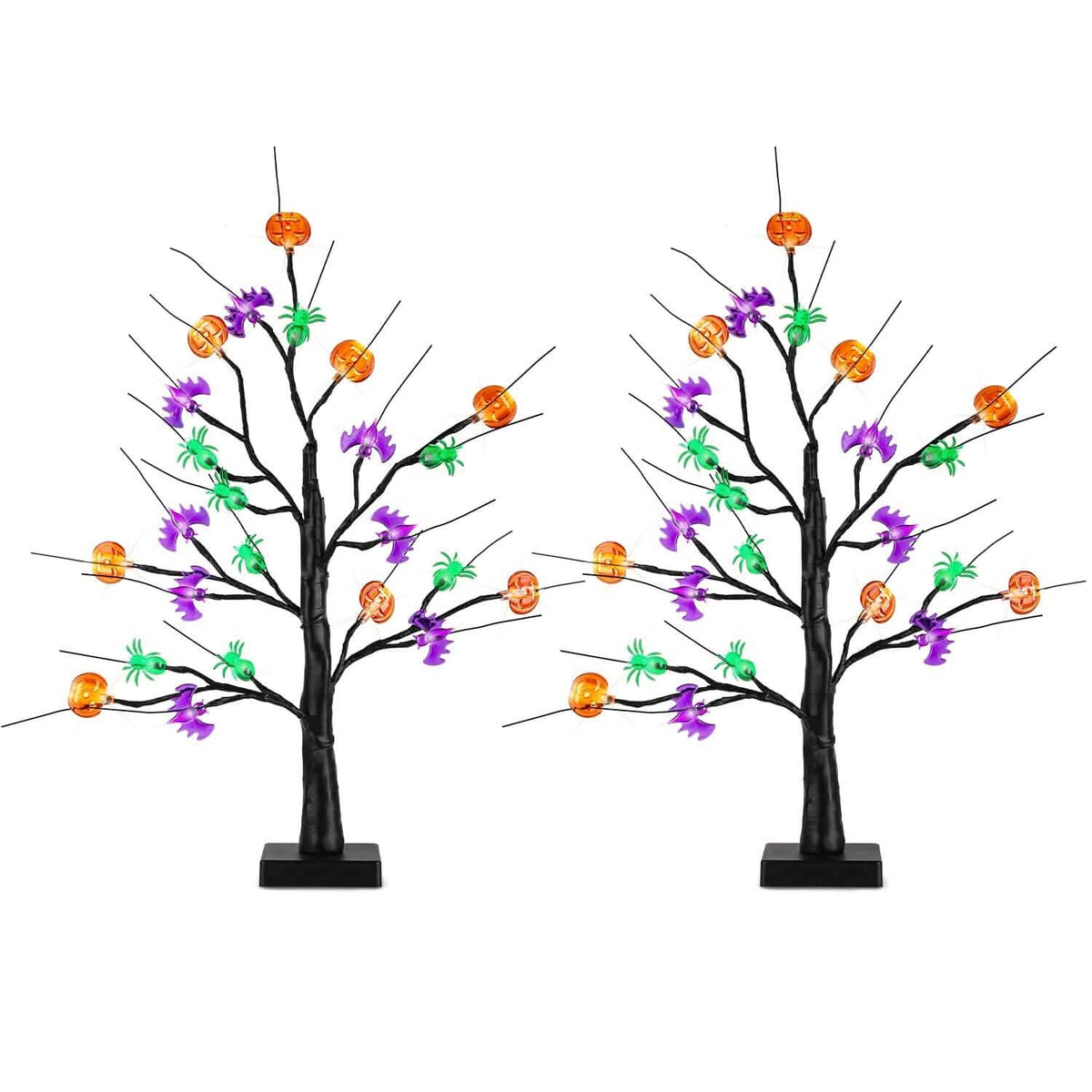 2-Pack: Lighted Halloween Trees with Timer and Adjustable Twigs - A-1 Thread Vault