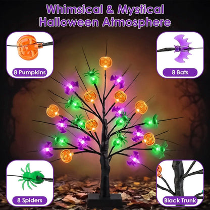 2-Pack: Lighted Halloween Trees with Timer and Adjustable Twigs - A-1 Thread Vault