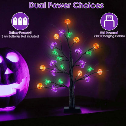2-Pack: Lighted Halloween Trees with Timer and Adjustable Twigs - A-1 Thread Vault