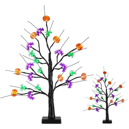 2-Pack: Lighted Halloween Trees with Timer and Adjustable Twigs - A-1 Thread Vault