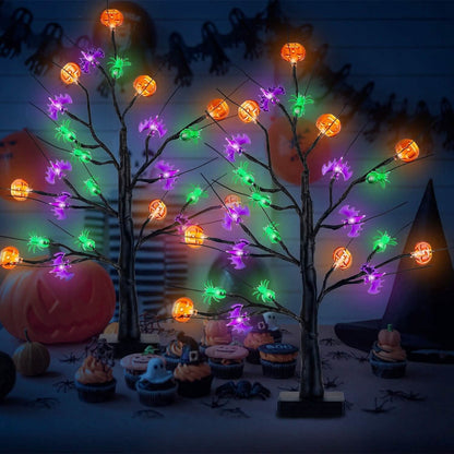 2-Pack: Lighted Halloween Trees with Timer and Adjustable Twigs - A-1 Thread Vault