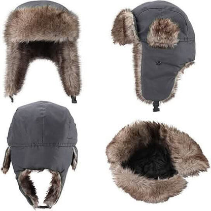 2-Pack: Men's Ushanka Winter Faux Fur Hat with Ear Flaps - A-1 Thread Vault