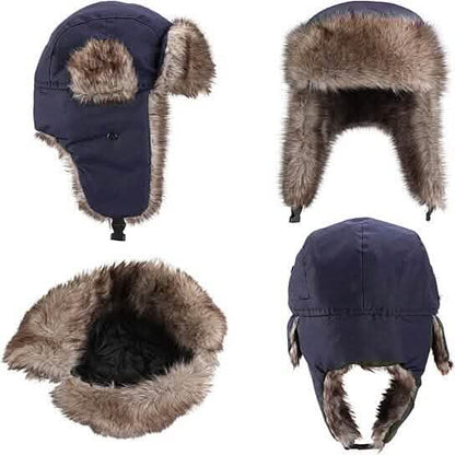 2-Pack: Men's Ushanka Winter Faux Fur Hat with Ear Flaps - A-1 Thread Vault
