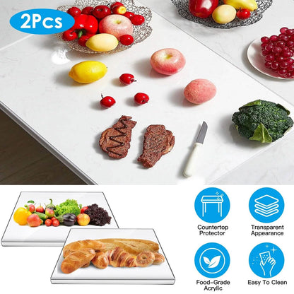 2-Pack: Non-Slip Transparent Countertop Cutting Board Kitchen Countertop Protector - A-1 Thread Vault