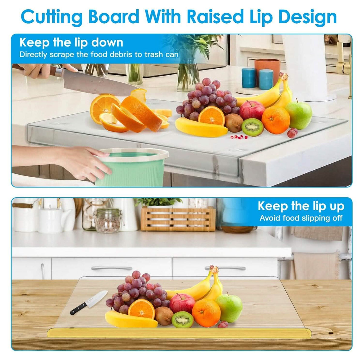 2-Pack: Non-Slip Transparent Countertop Cutting Board Kitchen Countertop Protector - A-1 Thread Vault