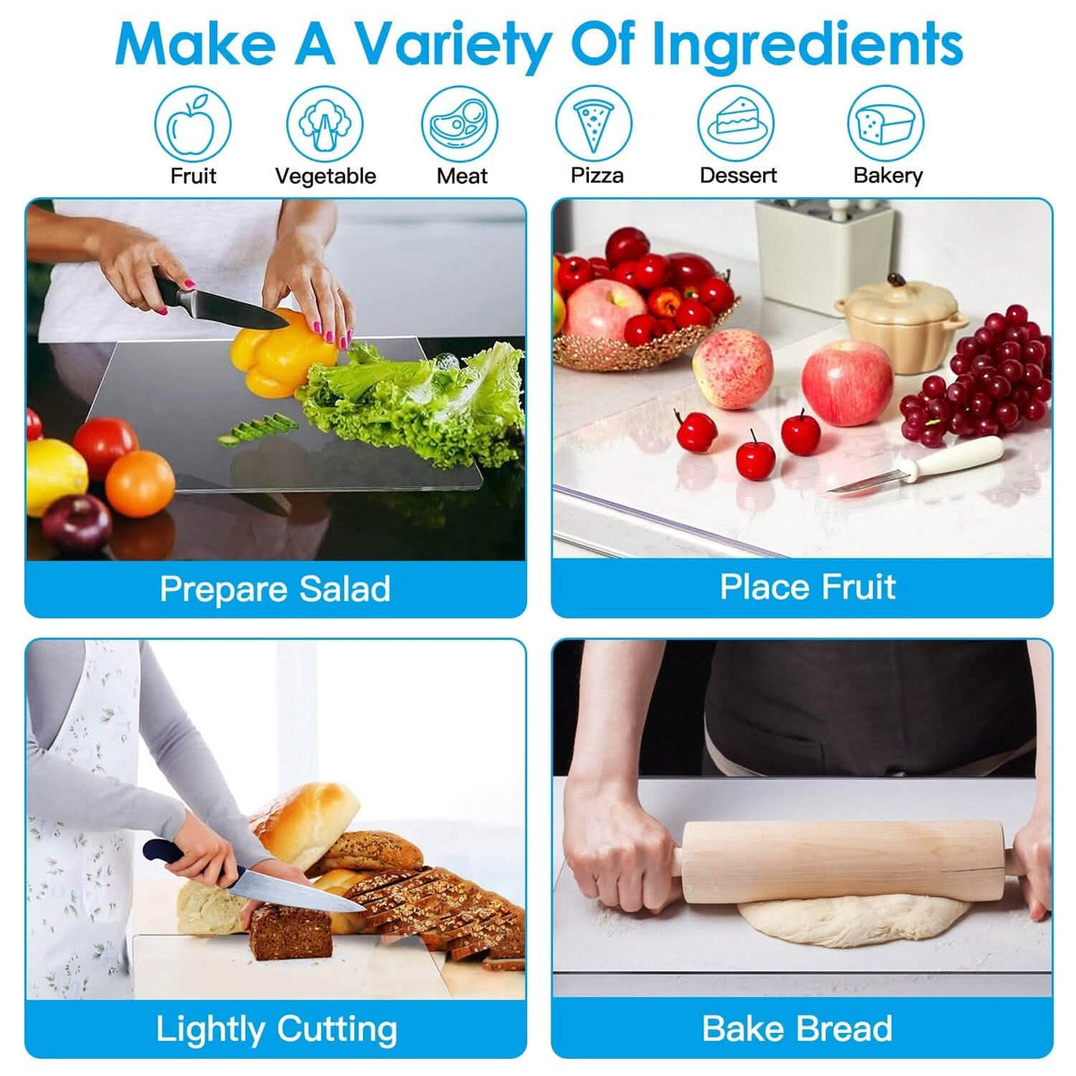 2-Pack: Non-Slip Transparent Countertop Cutting Board Kitchen Countertop Protector - A-1 Thread Vault