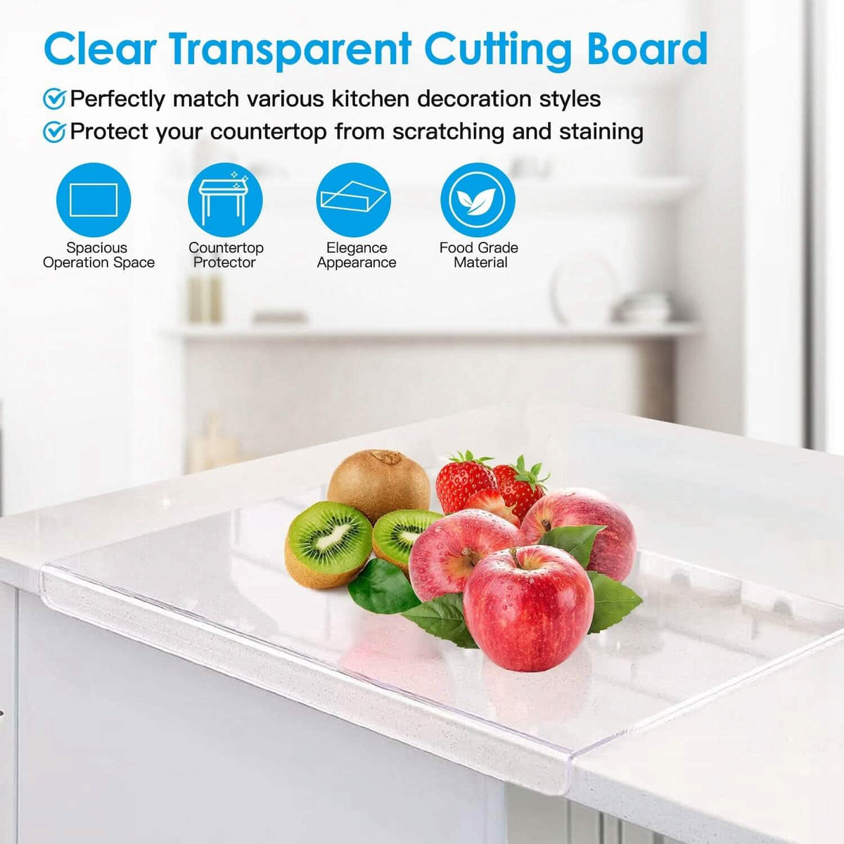 2-Pack: Non-Slip Transparent Countertop Cutting Board Kitchen Countertop Protector - A-1 Thread Vault