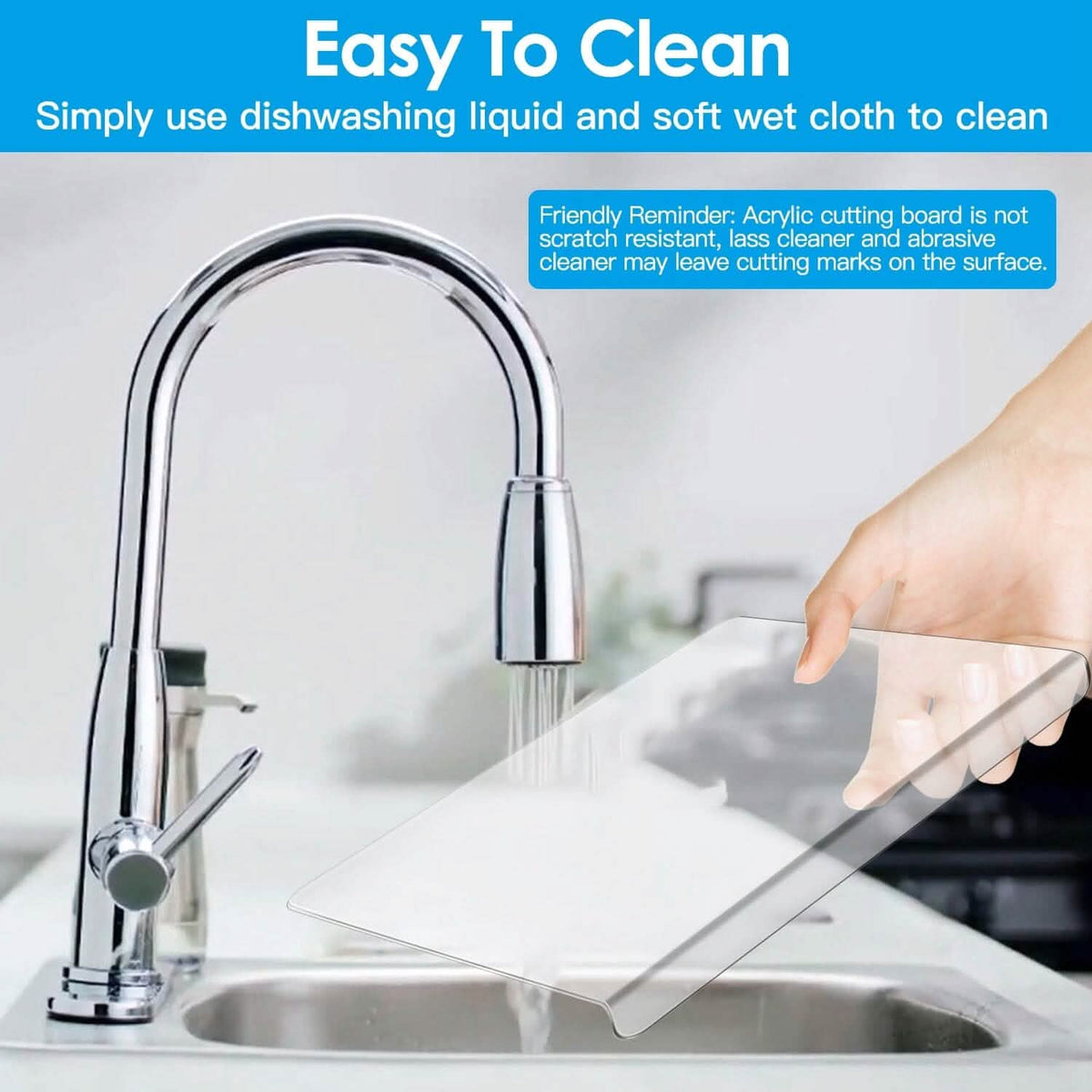 2-Pack: Non-Slip Transparent Countertop Cutting Board Kitchen Countertop Protector - A-1 Thread Vault