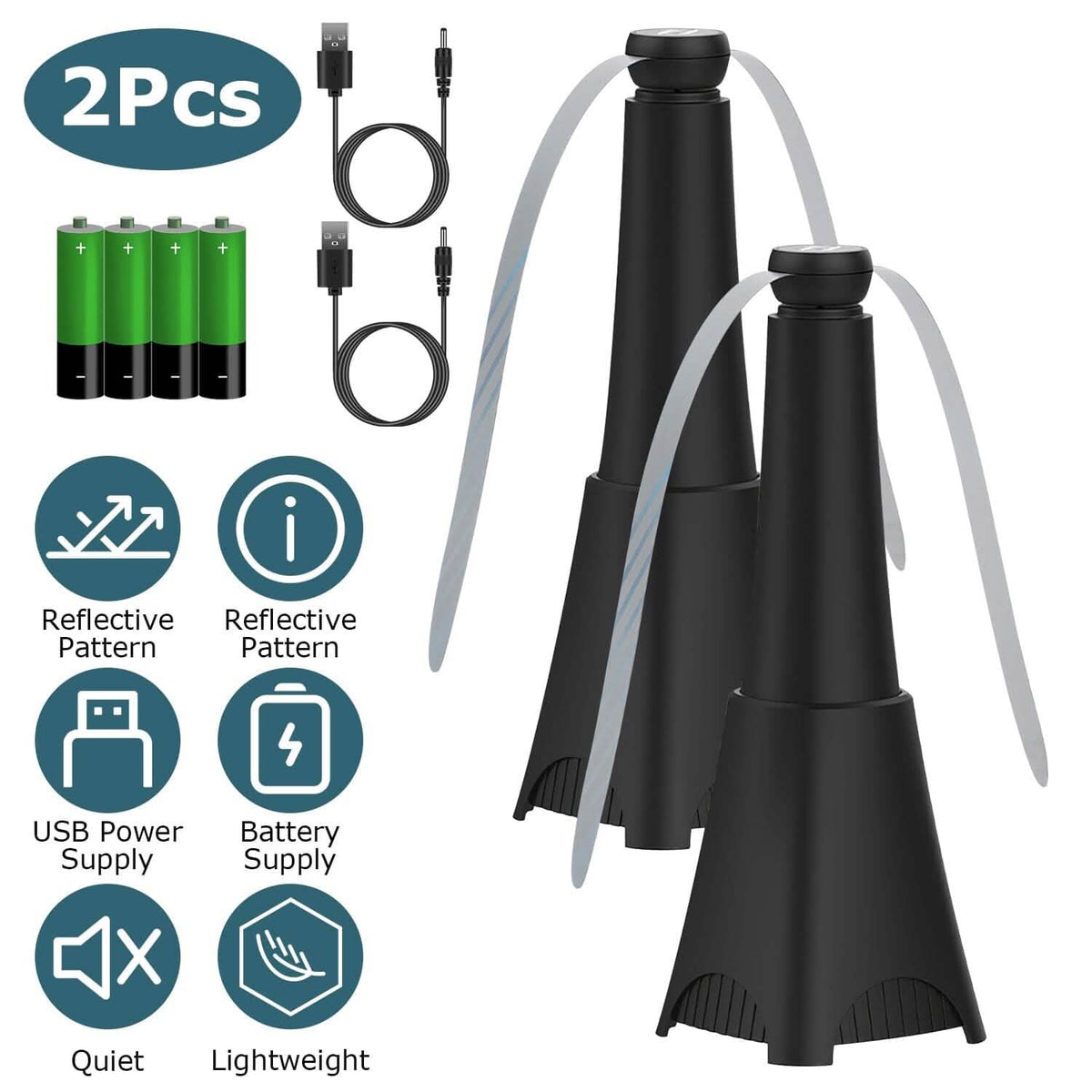 2-Pack: Portable Reflective Fly Repellent Fan Rechargeable Battery Powered - A-1 Thread Vault